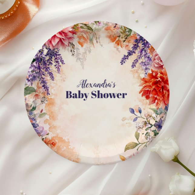 Baby in Bloom Garden Baby Shower Paper Plate (Creator Uploaded)
