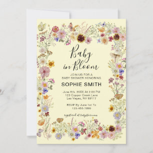 Baby In Bloom Garden Butterflies Baby Shower Invitation