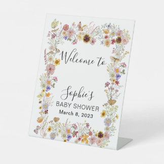 Baby In Bloom Garden Butterflies Baby Shower Pedestal Sign