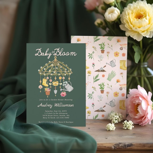 Baby in Bloom Garden Greenhouse Mobile Baby Shower Invitation (Creator Uploaded)
