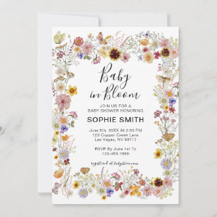 Baby In Bloom Garden Party Butterflies Baby Shower Invitation