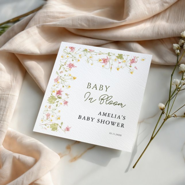 Baby In Bloom Garden Script Florals Napkin (Creator Uploaded)