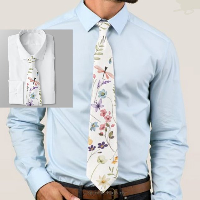 Baby in Bloom Garden Wildflower  Tie (Baby in Bloom garden wildflower necktie — a perfect accessory for dads-to-be celebrating a special b)