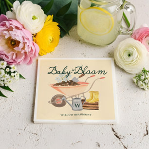 Baby in Bloom Gardening Wheelbarrow Baby Shower Napkin