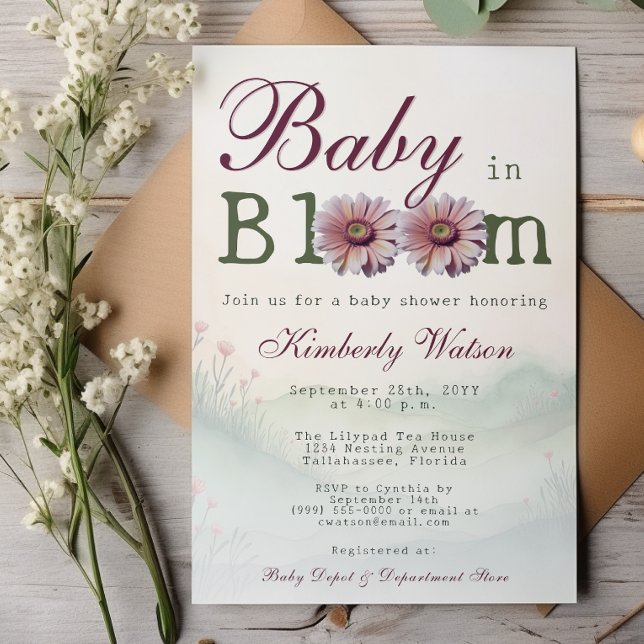 Baby in Bloom Gerber Daisies Baby Shower Invitation (Baby in Bloom Gerber Daisies Baby Shower Invitation)