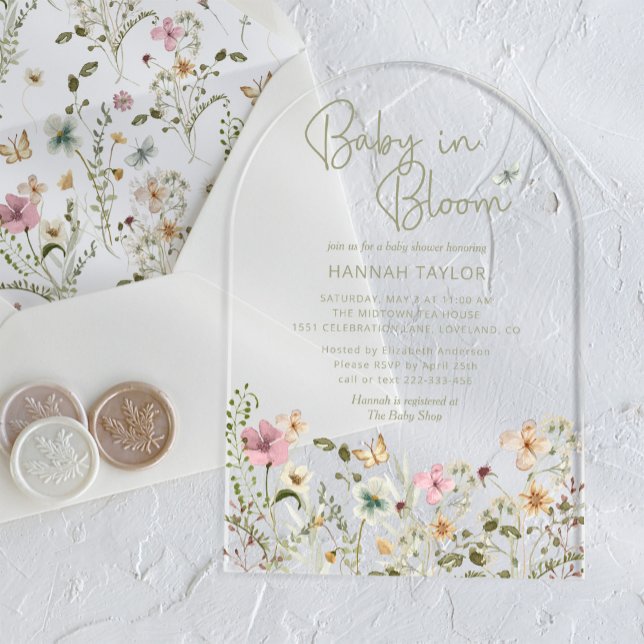 Baby in Bloom Girl Baby Shower Acrylic Invitations (Creator Uploaded)