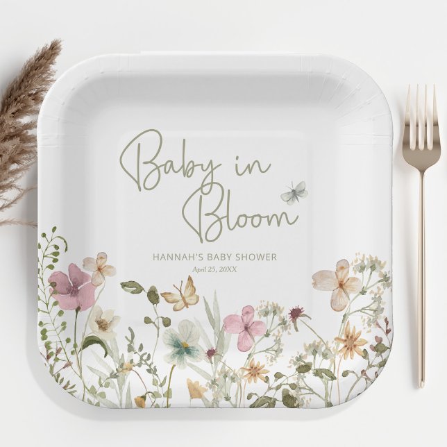 Baby in Bloom Girl Baby Shower Paper Plate (Creator Uploaded)