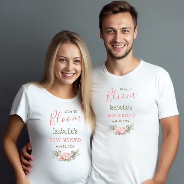 Baby In Bloom Girl Baby Shower Parents T-Shirt (Baby In Bloom Girl Baby Shower Parents T-Shirt)