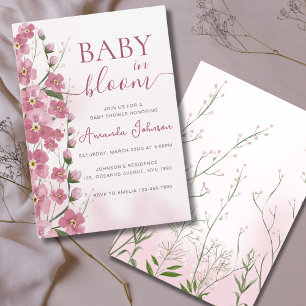 Baby in Bloom Girl Pink Floral Shower Invitation