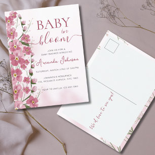Baby in Bloom Girl Pink Floral Shower Postcard