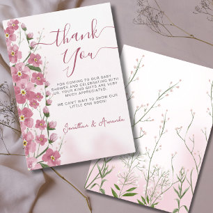 Baby in Bloom Girl Pink Floral Shower  Thank You Card