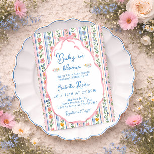 Baby in Bloom Grandmillennial Baby Shower  Invitation