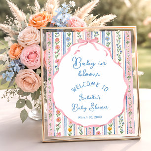 Baby in Bloom Grandmillennial Baby Shower Welcome Poster
