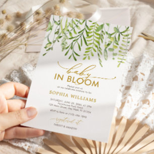 Baby in Bloom   Greenery Baby Shower Invitation