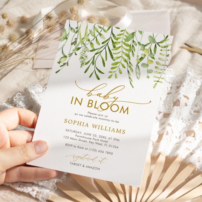 Baby in Bloom | Greenery Baby Shower Invitation (Creator Uploaded)