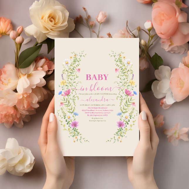Baby in bloom Greenery & Gold Baby Shower Invitation (Creator Uploaded)