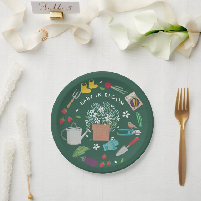 Baby In Bloom Growing Garden Family Baby Shower Paper Plate (Wedding)