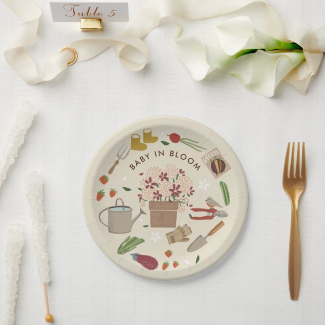 Baby In Bloom Growing Garden Family Baby Shower Paper Plate (Wedding)