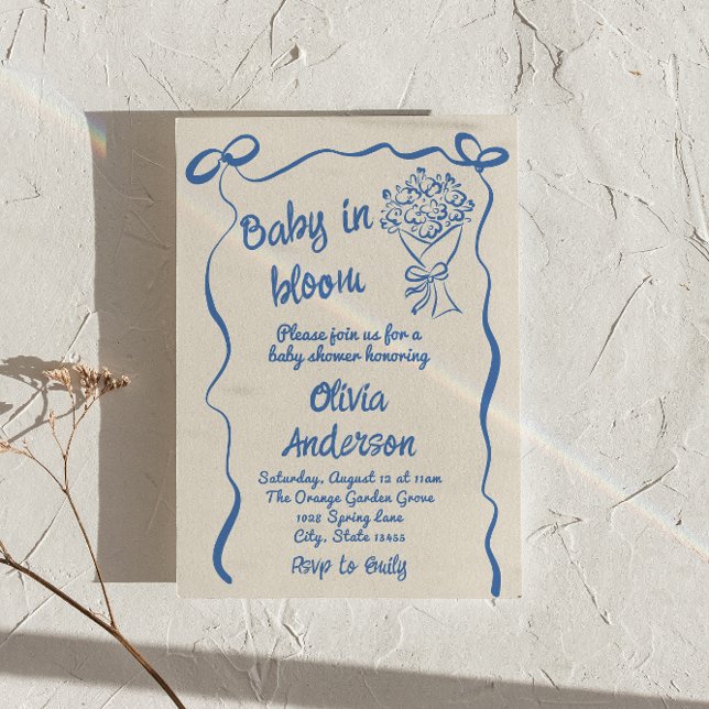 Baby in Bloom Hand Drawn Flower Bouquet Shower  Invitation (Creator Uploaded)
