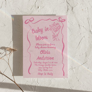 Baby in Bloom Hand Drawn Flower Bouquet Shower Invitation