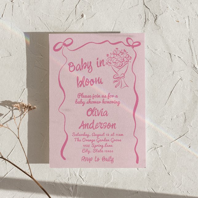 Baby in Bloom Hand Drawn Flower Bouquet Shower  Invitation (Creator Uploaded)
