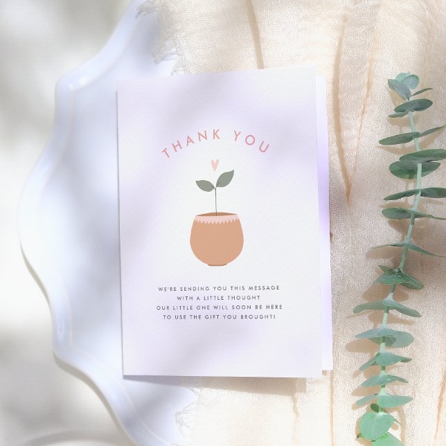 Baby In Bloom Heart Plant Baby Shower Thank You Card (Creator Uploaded)