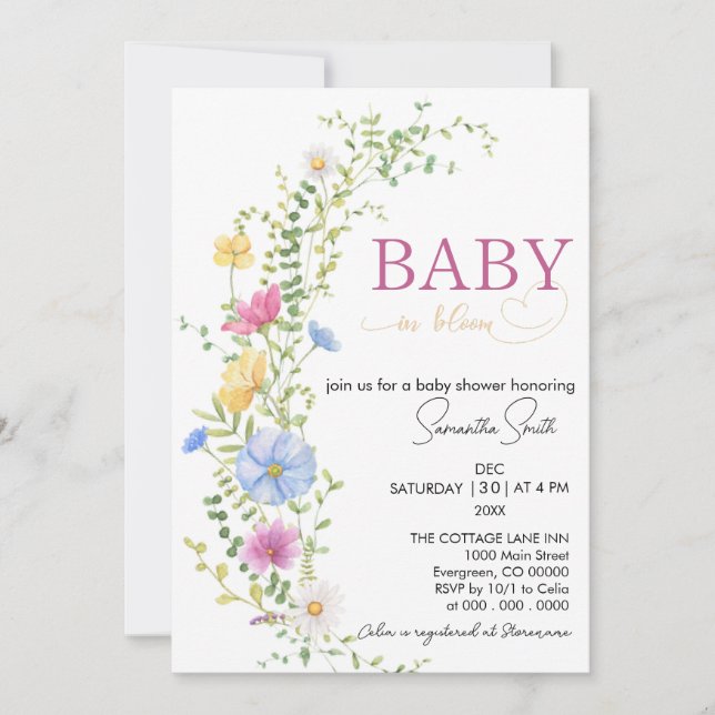Baby in bloom invitation (Front)