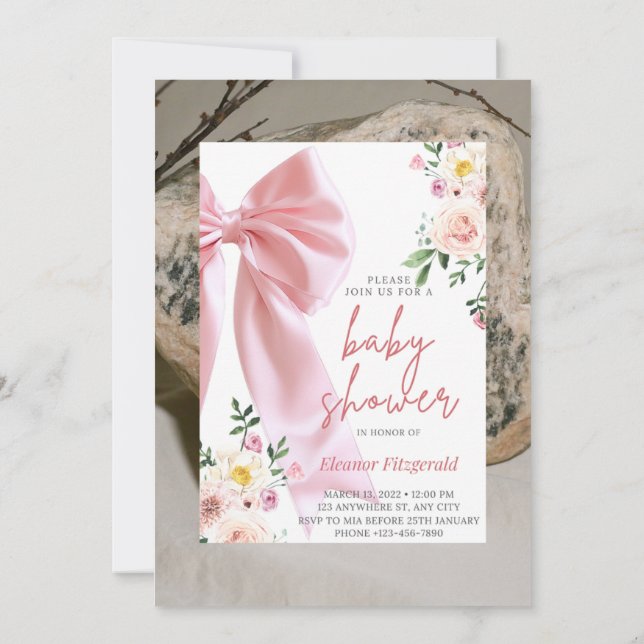 Baby In Bloom Invitation, Baby Shower Invitation (Back)