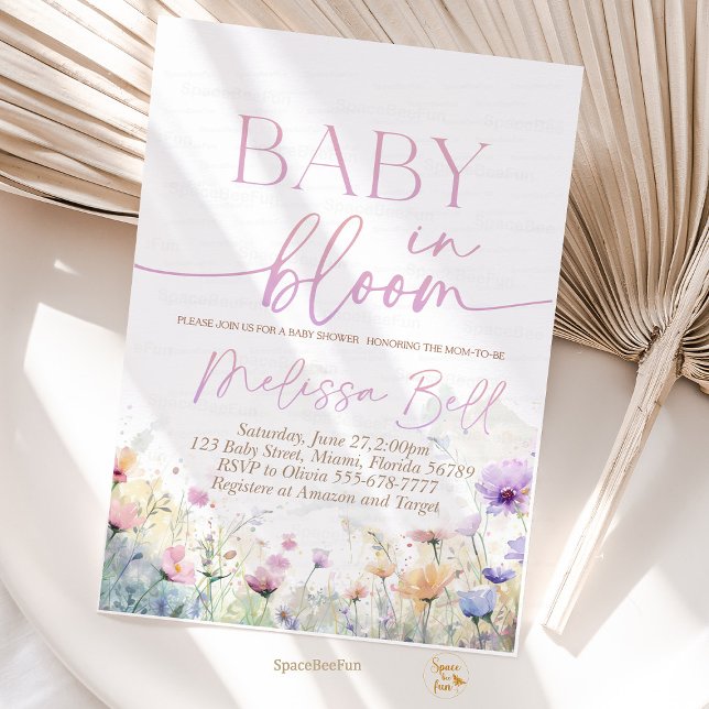 Baby in Bloom Invitation, Wildflowers Baby Shower  Invitation (Baby in Bloom,Invitation,Editable invites,boho Wildflowers,Baby Shower,Flower Invites,Wild Flower In)