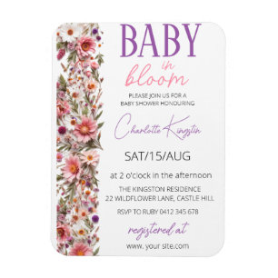 Baby in Bloom Invitation, Wildflowers Baby Shower Magnet