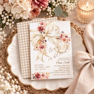 Baby in Bloom Ivory Coquette Bow Baby Shower Invitation