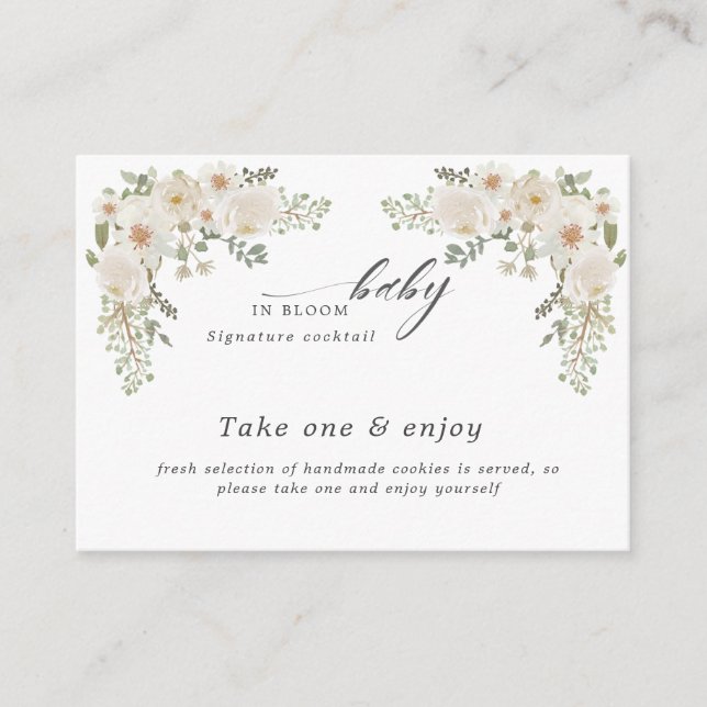 baby in bloom ivory floral baby shower enclosure card (Front)
