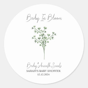 Baby In Bloom l Baby’s breath Seeds Baby Shower Classic Round Sticker
