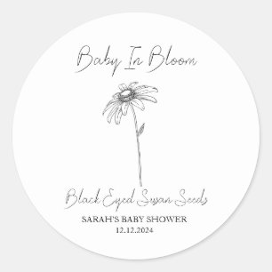 Baby In Bloom l Black eyed susan Seeds Baby Shower Classic Round Sticker