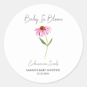 Baby In Bloom l Echinacea Seeds Baby Shower Classic Round Sticker