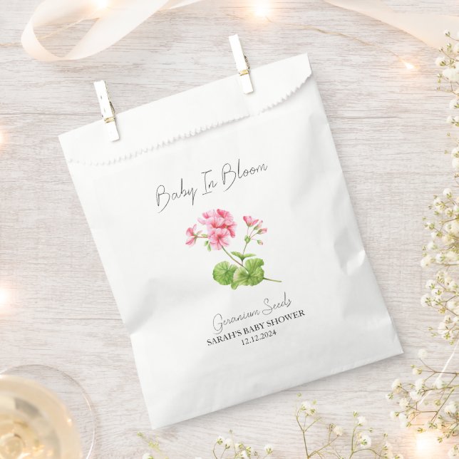 Baby In Bloom l Geranium Seeds Baby Shower Favour Bags (Clipped)