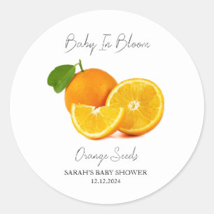 Baby In Bloom l Orange Seeds Baby Shower Classic Round Sticker