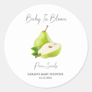 Baby In Bloom l Pear Seeds Baby Shower Classic Round Sticker