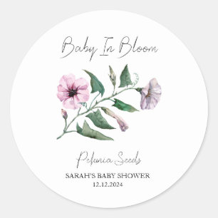 Baby In Bloom l Petunia Seeds Baby Shower Classic Round Sticker