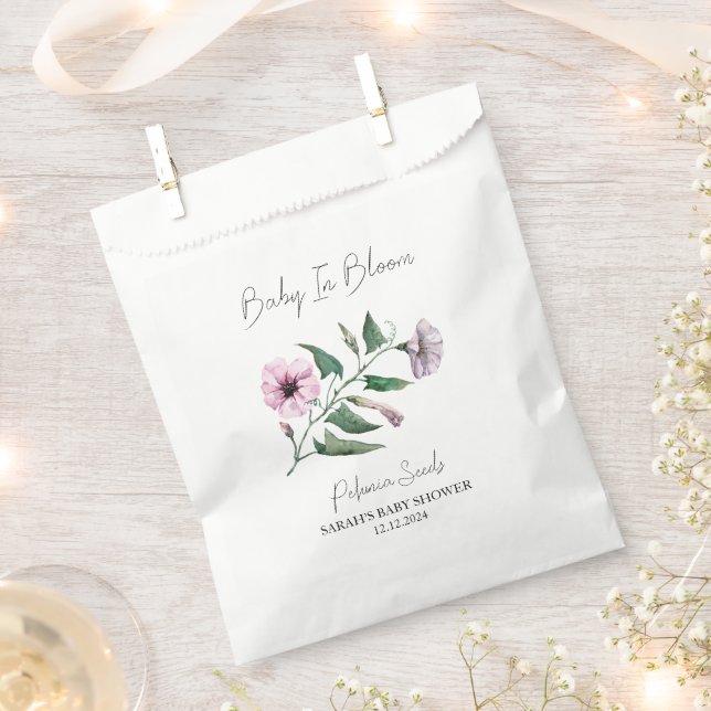 Baby In Bloom l Petunia Seeds Baby Shower Favour Bags (Clipped)