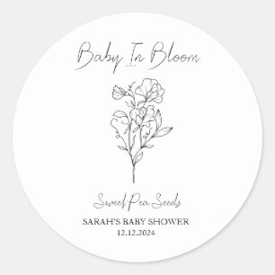 Baby In Bloom l Sweet Pea Seeds Baby Shower Classic Round Sticker