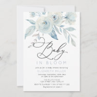 baby in bloom lettering blue floral baby shower