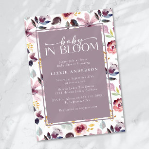 Baby in Bloom Lilac Floral Baby Shower Invitation