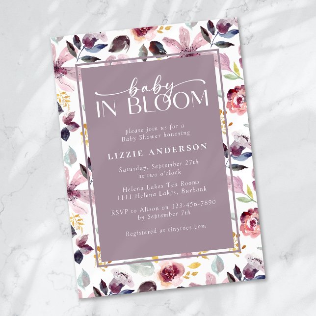 Baby in Bloom Lilac Floral Baby Shower Invitation (Creator Uploaded)