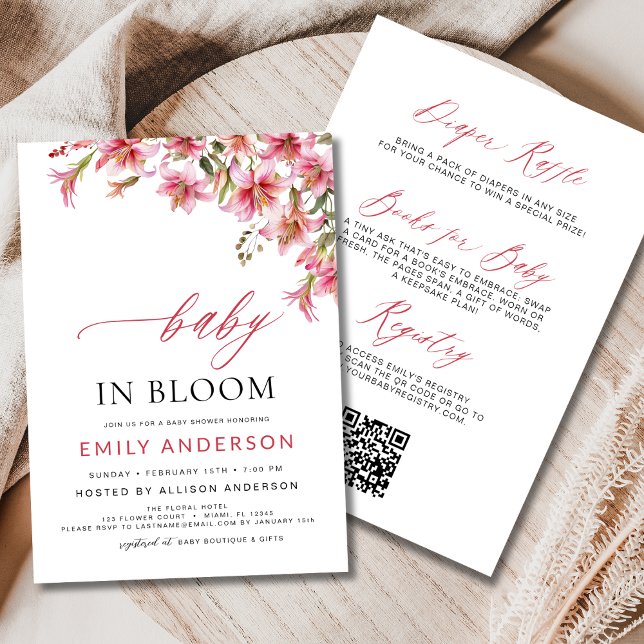 Baby in Bloom Lilies All in One Floral Baby Shower Invitation (Creator Uploaded)