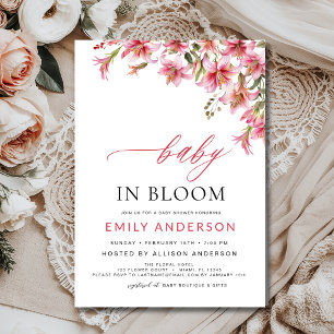 Baby in Bloom Lilies Floral Girl's Baby Shower Invitation