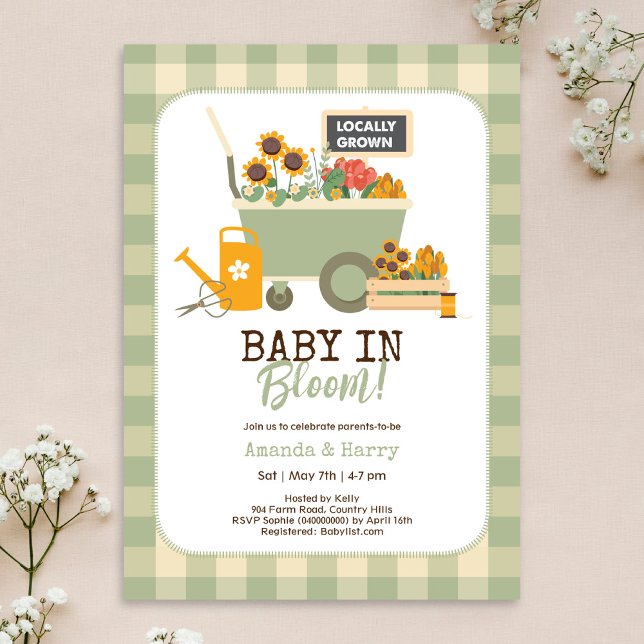 Baby in Bloom Locally Grown Market Baby Shower Invitation (Creator Uploaded)