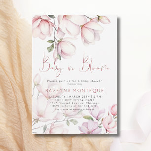 Baby in Bloom Magnolia Blush Floral Baby Shower  Invitation
