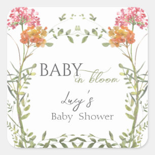 Baby in Bloom Meadow Flowers Watercolor  Square Sticker