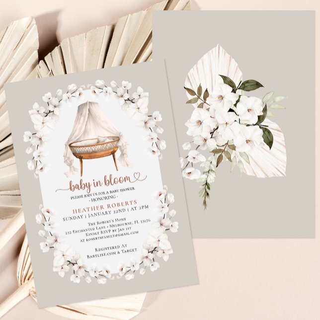 Baby in Bloom Neutral Floral Baby Shower Invitation (Sweet Baby Shower Invitation)